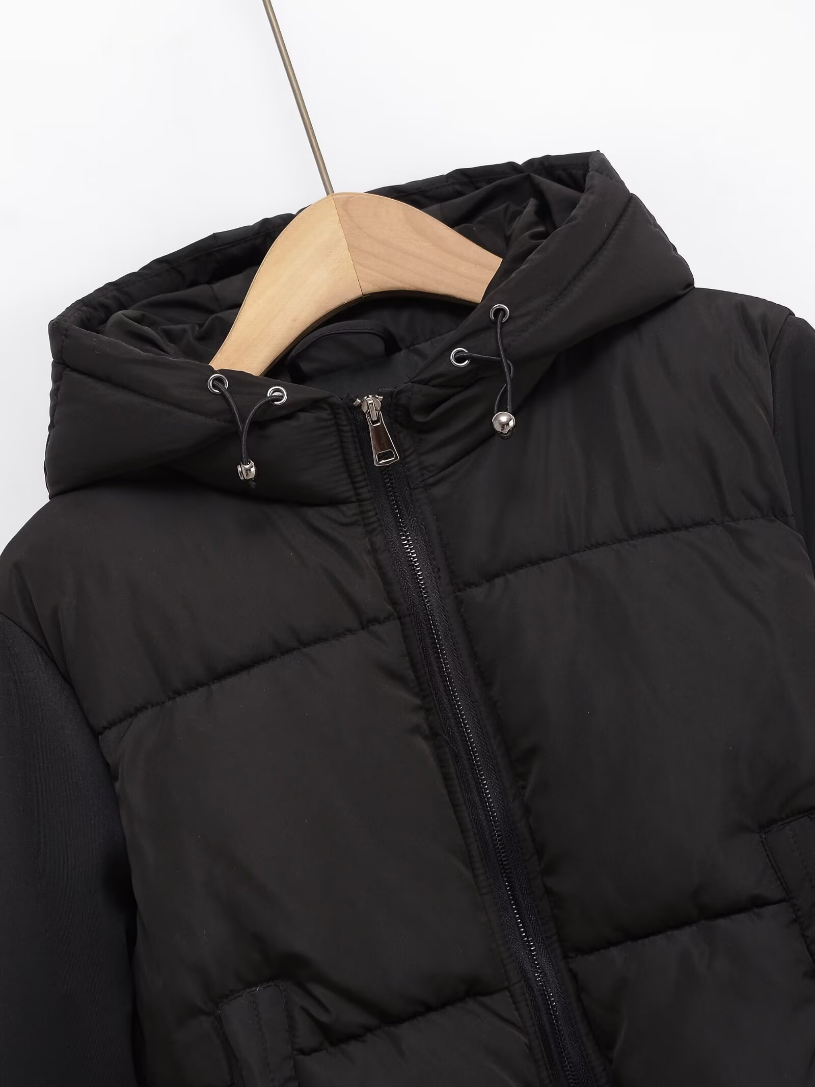 UNIZERA2025 outono nova moda casual feminina fino tecido elástico emenda casaco de algodão quente casaco de algodão com capuz