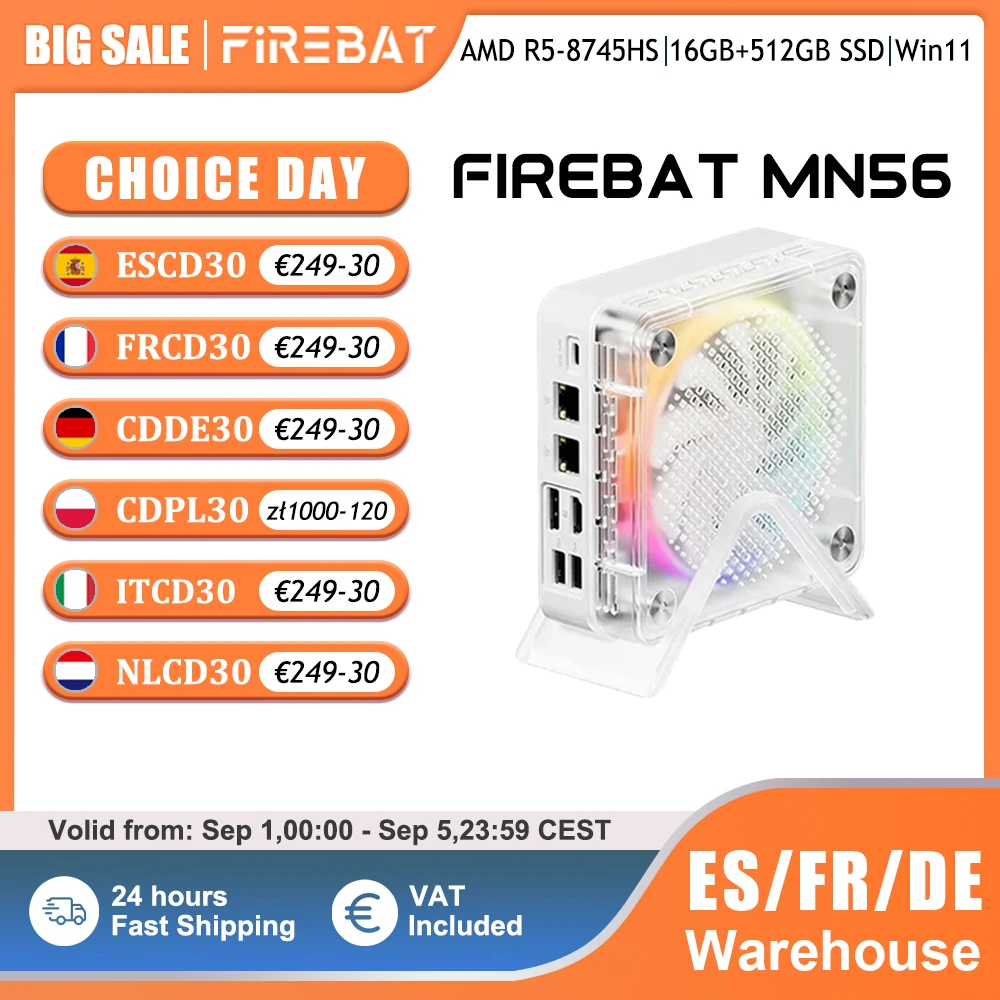 FIREBAT MN56 MINI PC AMD R7-8745HS Mini PC Windows11 DDR5 16GB + 512GB SSD 8 Core Computer desktop BT 5.2 WIFI6 HDMI TYPE-C USB