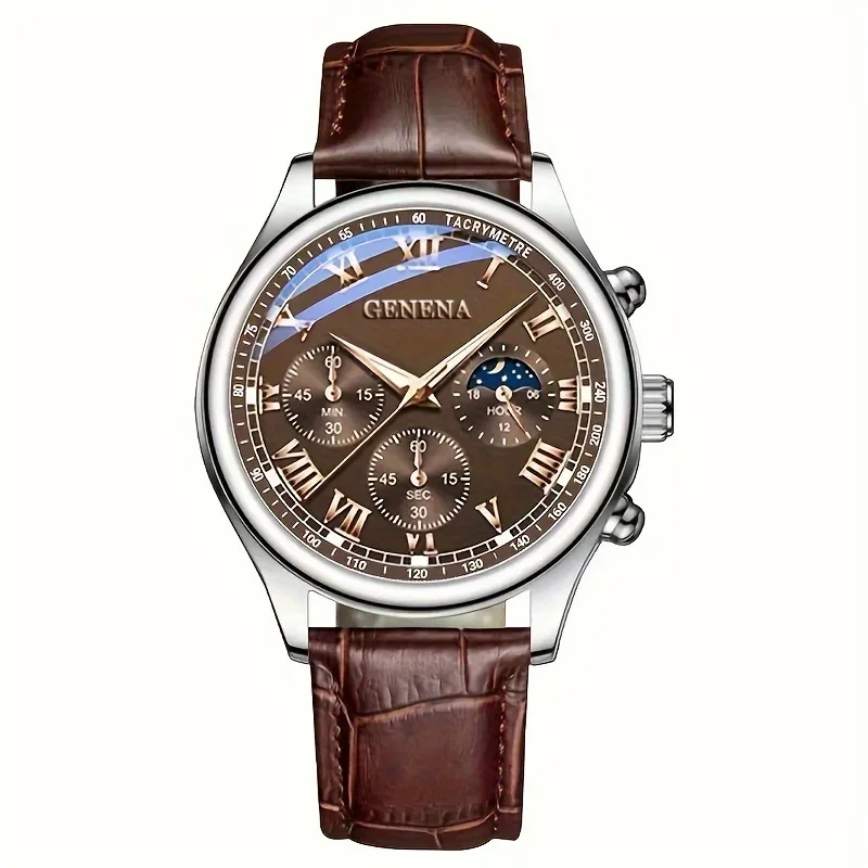 Luxury Men Business Watches  Fashion Leather Strap Round Dial Male's Analog Quartz Wristwatch Reloj Hombre（Without Box）