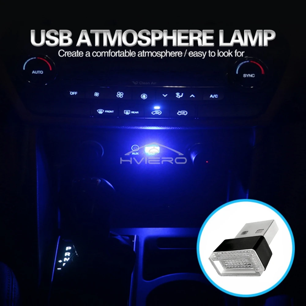 Mini Auto USB Car Rgb LED Atmosphere Light Red Blue White Lampy dekoracyjne Oświetlenie awaryjne Uniwersalne Przenośne Plug Play Night