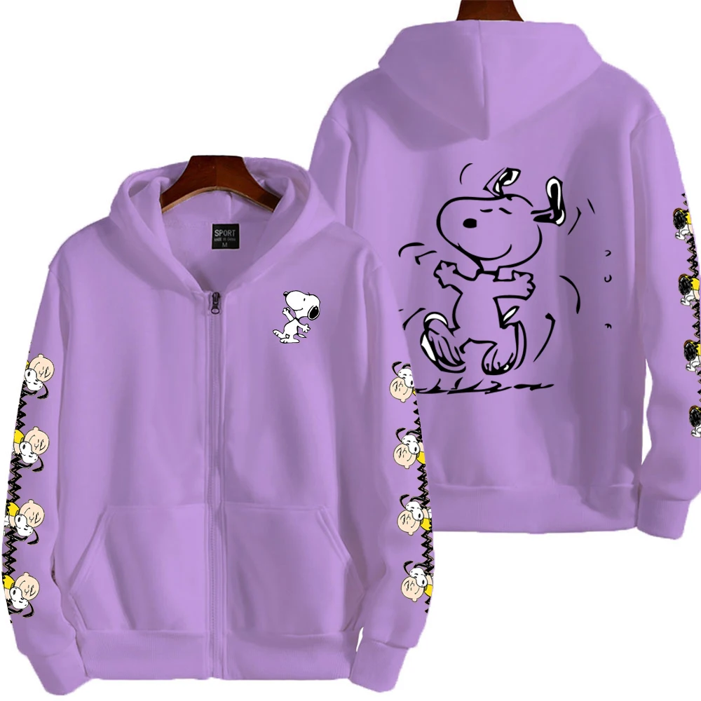 Sudadera con capucha con cremallera de otoño/invierno con dibujos animados de Peanut Snoopy para hombre, sudadera informal de calle para mujer, moda deportiva para parejas, Sudadera con capucha de talla grande
