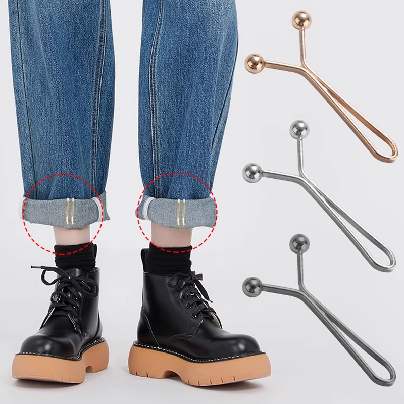 Clipe de metal para aperto de cintura invisível, 4 unidades, clipe de botão ajustável, adequado para jeans e roupas, acessórios de moda