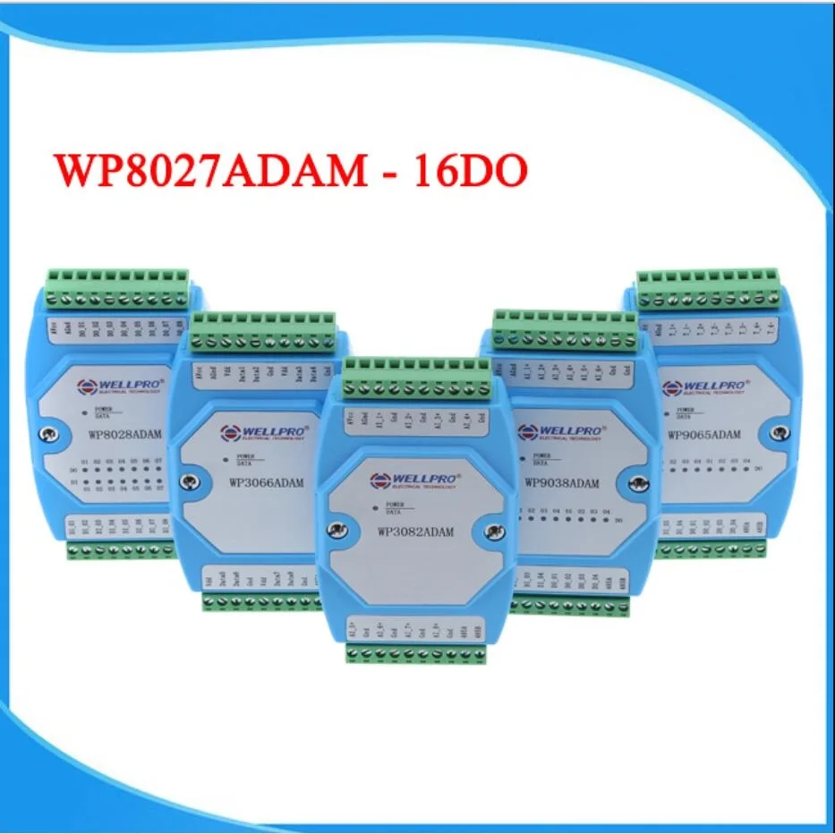 16 Kanalen Digitale Uitgang Module Optocoupler Geïsoleerde 16 Doen RS485 Modbus Rtu Communicatie Wellpro WP8027ADAM
