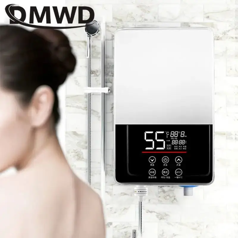 Dmwd-電動サーモスタット給湯器,リモコン,瞬間加熱,防水,タンクレス,シャワー,7000W