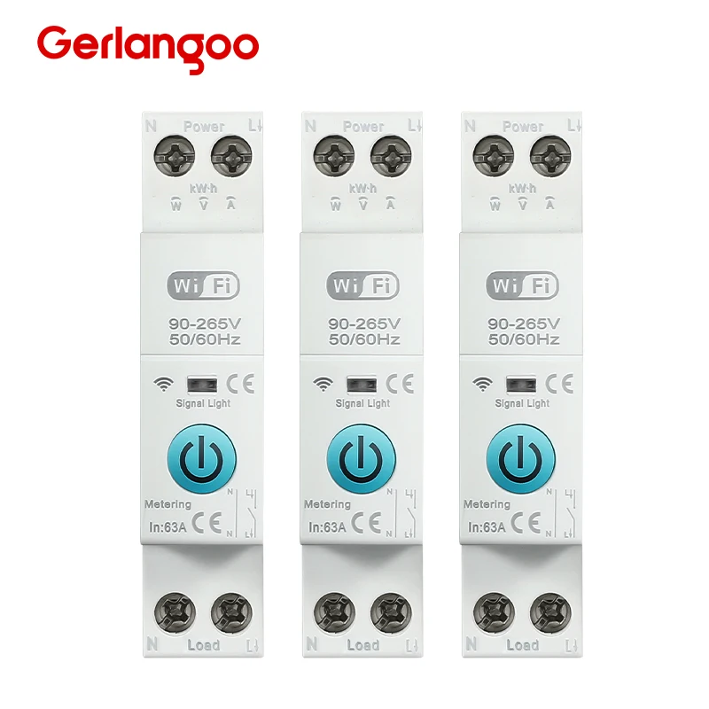 Tuya WiFi Smart Circuit Breaker MCB 1P+N 63A Timer Power Energy kWh Voltage Current Meter Protector Voice Remote Control Switch
