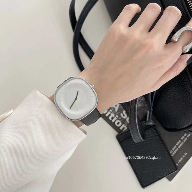 ผู้หญิงหรูหรานาฬิกา Minimalism Square Dial สายหนังนาฬิกาควอตซ์ใหม่นาฬิกาคู่นาฬิกาข้อมือ Montre Femme Reloj