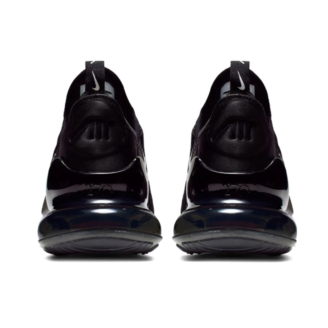 Nike New Air Max 270 Low รองเท้าผ้าใบสําหรับบุรุษและสตรีแฟชั่นอินเทรนด์รองเท้าลําลองรองเท้าผ้าใบที่สะดวกสบายและสวมใส่ได้ glossy black