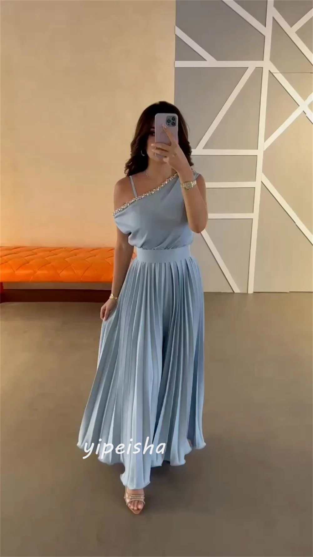 Customized Jiayigong  s Beading Draped Evening A-line One-shoulder Bespoke Occasion Gown Long Dresses