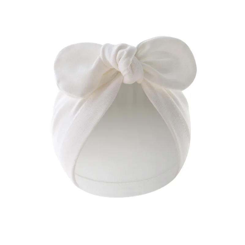 หมวกทารกแรกเกิดสําหรับเด็กผู้หญิงหมวกน่ารัก Bows Turban หมวกผ้าฝ้ายทารก Bonnet สีทึบหมวกเด็กวัยหัดเดินเด็กอุปกรณ์เสริม 0-24M