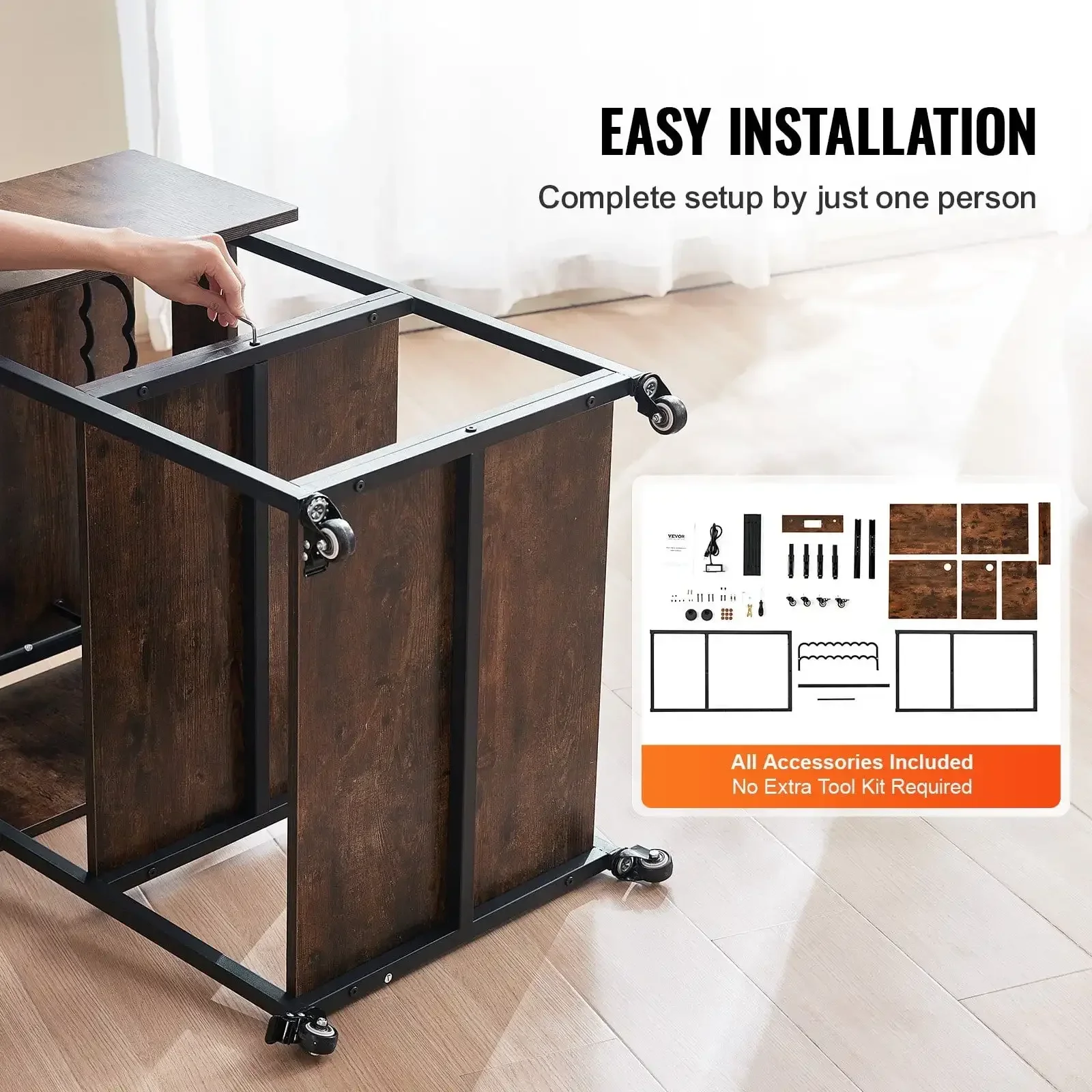Heat Press Table 3Tier Movable Heat Press Stand Foldable with Wheels Brown