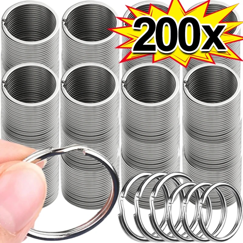 20/200 Uds llavero de acero inoxidable llavero 25mm redondo plano redondo llavero dividido Metal pulido círculo en blanco para hallazgos DIY