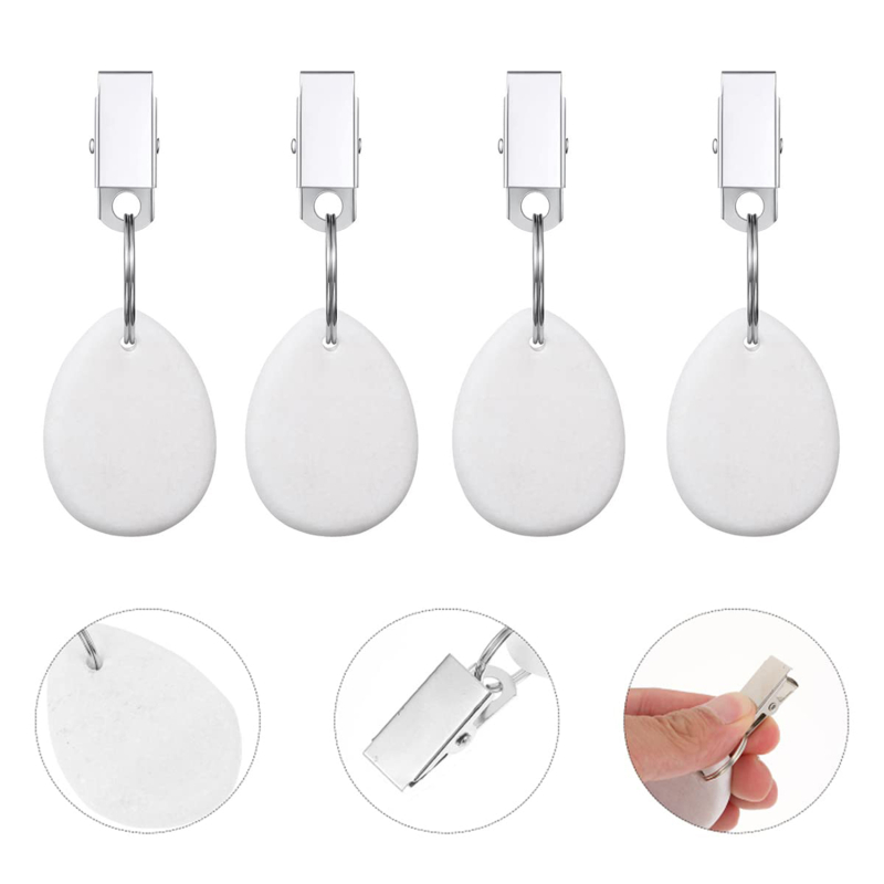 8PCS Tischdecke Gewichte Tropfen Form Anhänger Outdoor Tischdecke Gewichte Steine Mit Metall Clips Marmor Tisch Abdeckung Gewichte