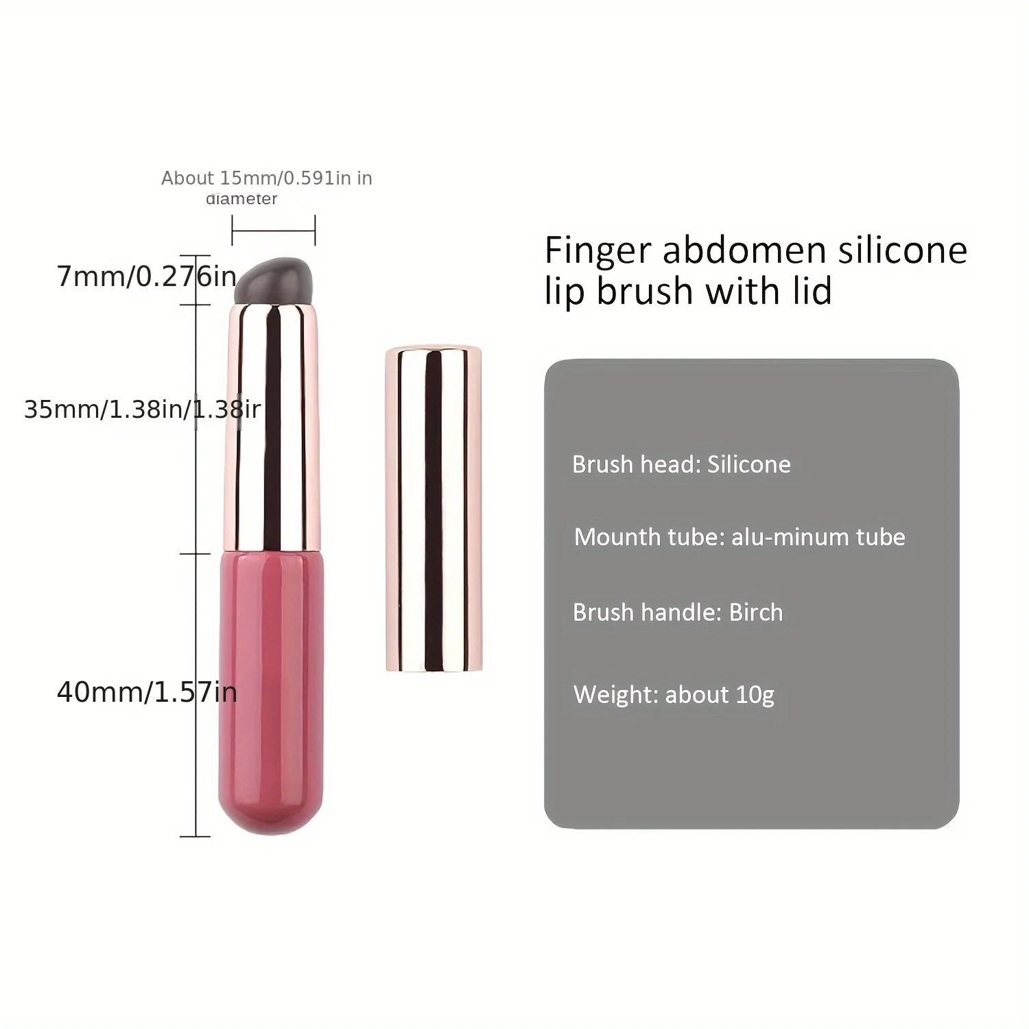 Pincel de labios de silicona, aplicador de pinceles de labios de cabeza redonda con cubierta para corrector de bálsamo de brillo de lápiz labial