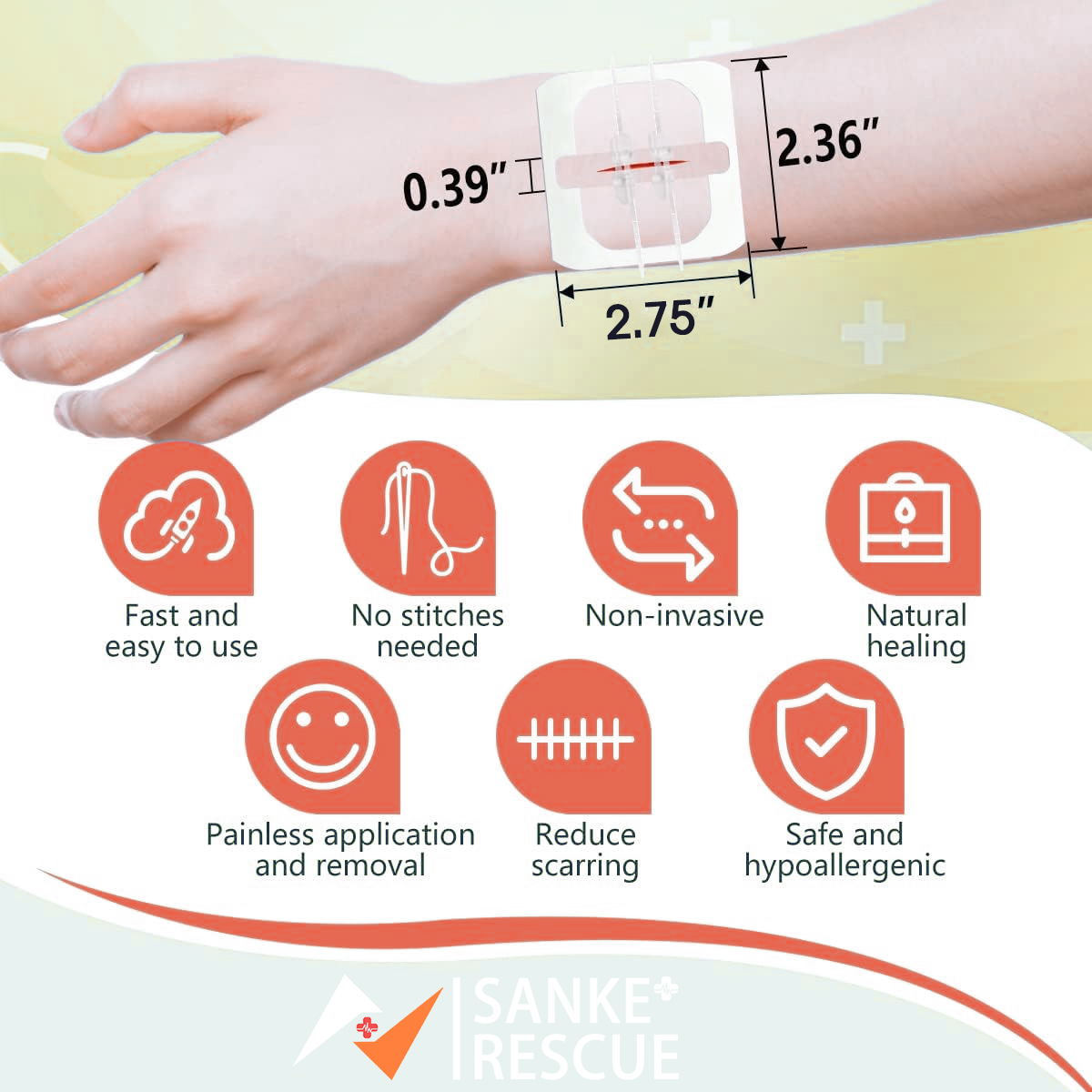 2-4 Stuks Rits Pijnloos Wond Sluiting Apparaat Hechtvrije Wondverband Sluiting Strips Kit Emergency Laceration sluitingen Voor Ifak