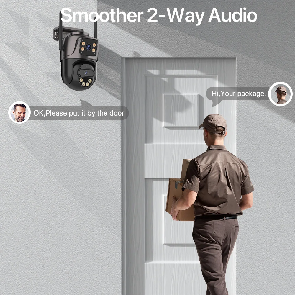 Kamera IP 5K 10MP PTZ WIFI z podwójnym obiektywem i podwójnym ekranem, zewnętrzna kamera IP 8MP HD z automatycznym śledzeniem, ochrona bezpieczeństwa, monitoring CCTV iCSee