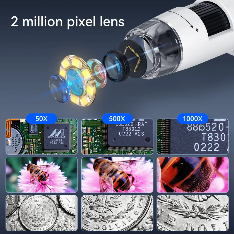1080P 4.3"LCD Electronic Digital Microscope 1000X Magnification Coin Microscopio Adjustable Carrier Table for PCB Welding repair