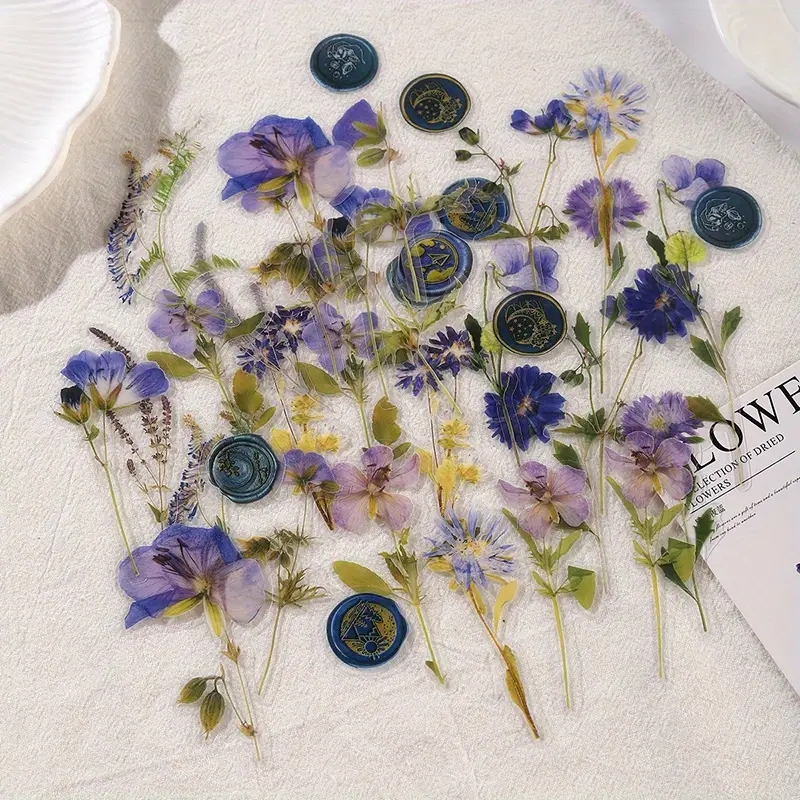 JIANQI 40 pcs Dried Flower Collection Record PET Stickers Decorative handmade Scrapbooking Material Diary Album Craft Supplies