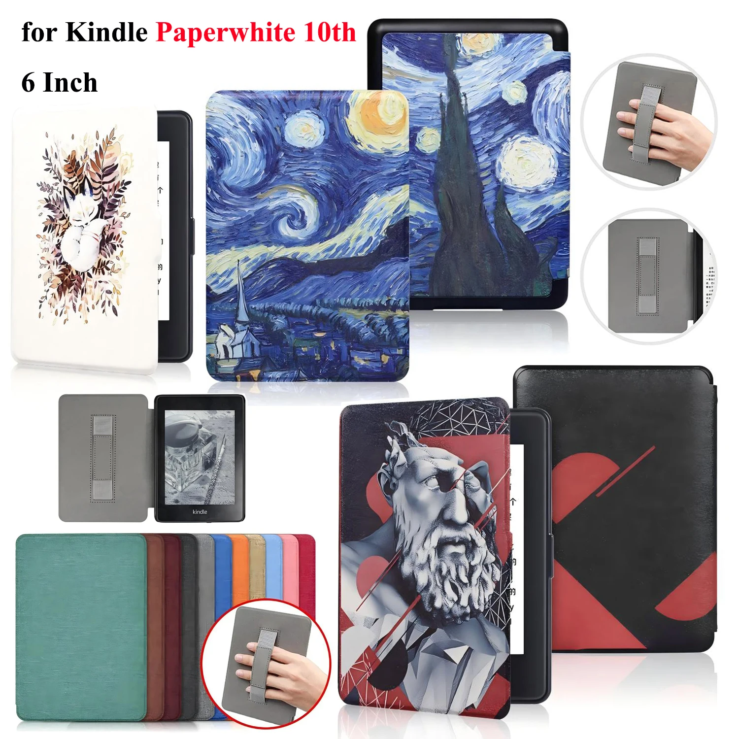 Для Kindle Paperwhite 10-го поколения Чехол 6 дюймов 2018 из искусственной кожи с ремешком для ремня безопасности PQ94WIF Paperwhite 4 Sleep Cover