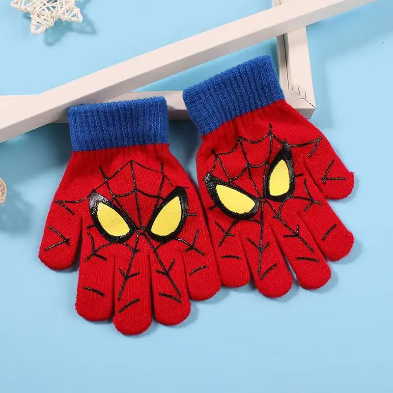 Disney Spiderman Winter Kinderen Warme Handschoenen Marvel Anime Cartoon Gebreide Handschoenen Leuke Decoratie Kinderen Kerstcadeaus 5-10Y