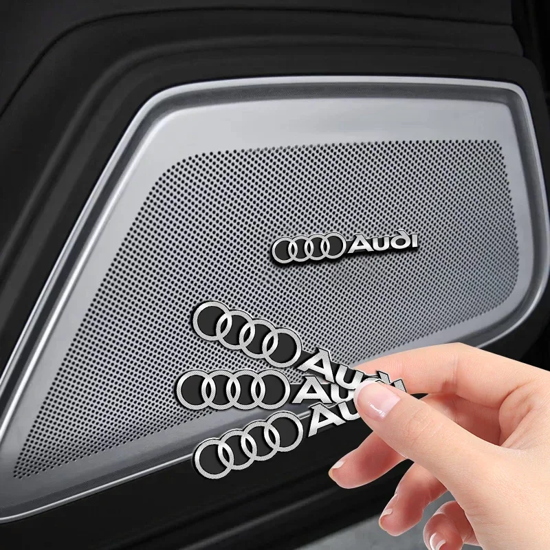New Car Audio Decorate 3D Aluminum Badge Emblem Sticker For Audi Q5 Q3 Q2 Q7 A3 B5 B6 B7 B8 B9 8P 8V 8L A5 A4 C6 Car Accessories