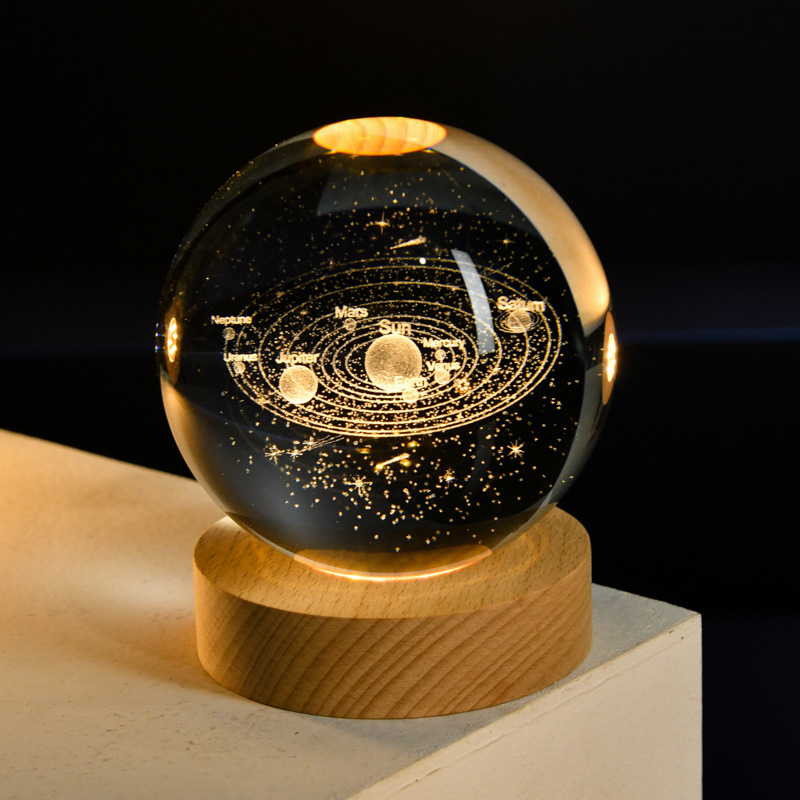 【カスタマイズされたリンク】クリエイティブな誕生日プレゼントクリスタルボールナイトランプ3Dレーザー彫刻USBナイトライトホームベッドルームデコレーション