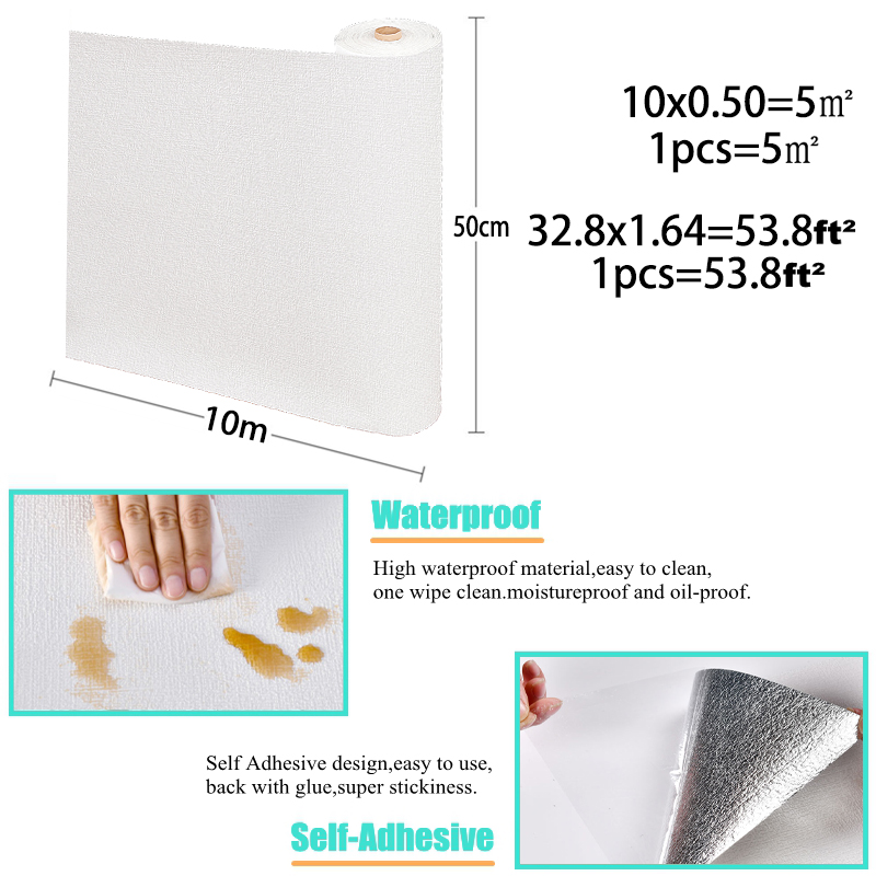 Papel tapiz de lino autoadhesivo, impermeable, a prueba de humedad y moquetas, pegatinas de pared 3D, decoración de pared de salón para el hogar