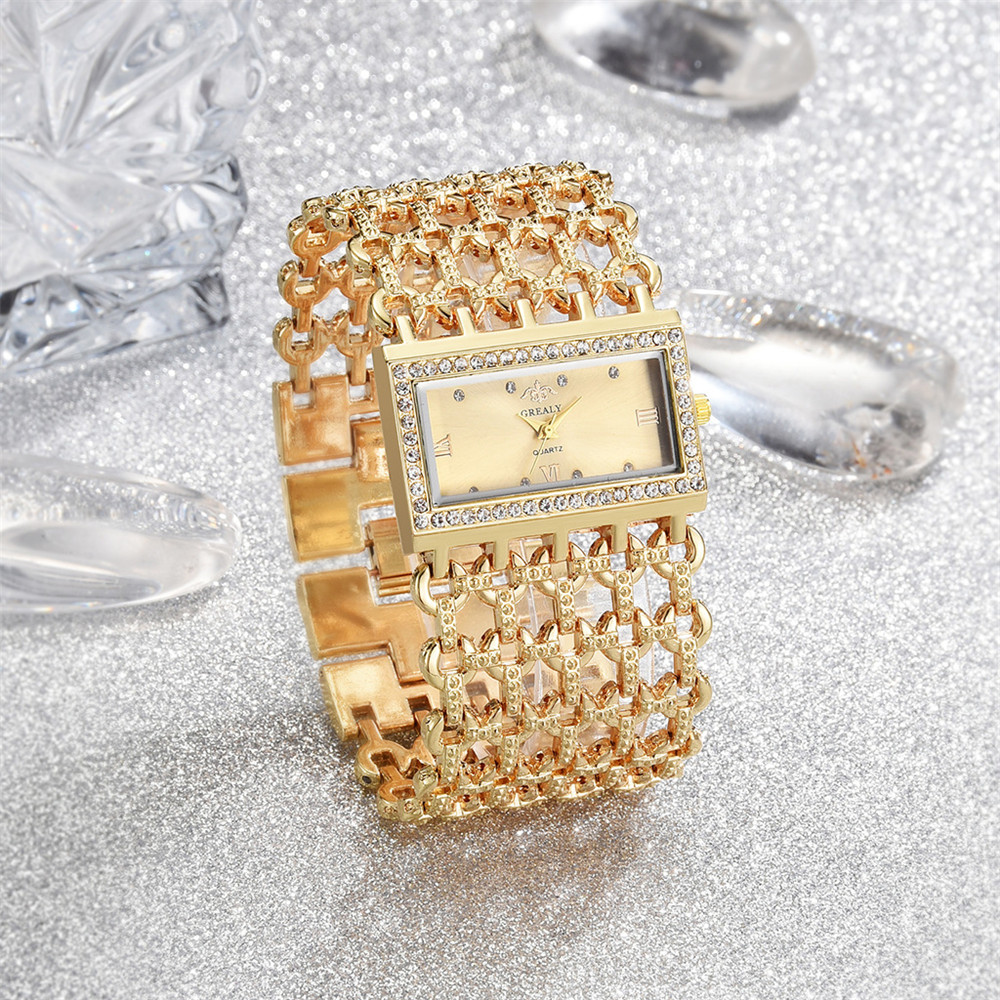 Luxe nobel goud dames quartz horloge mode dames skelet armband volledige jurk klokhorloges