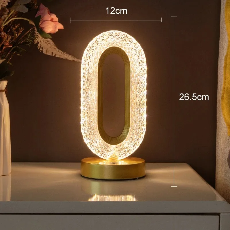 Luz nocturna de pista de cristal 3D con Control táctil, decoración del hogar para habitación de niñas, estética, USB, mesita de noche, mesa ambiental LED, lámpara de Luna 3D