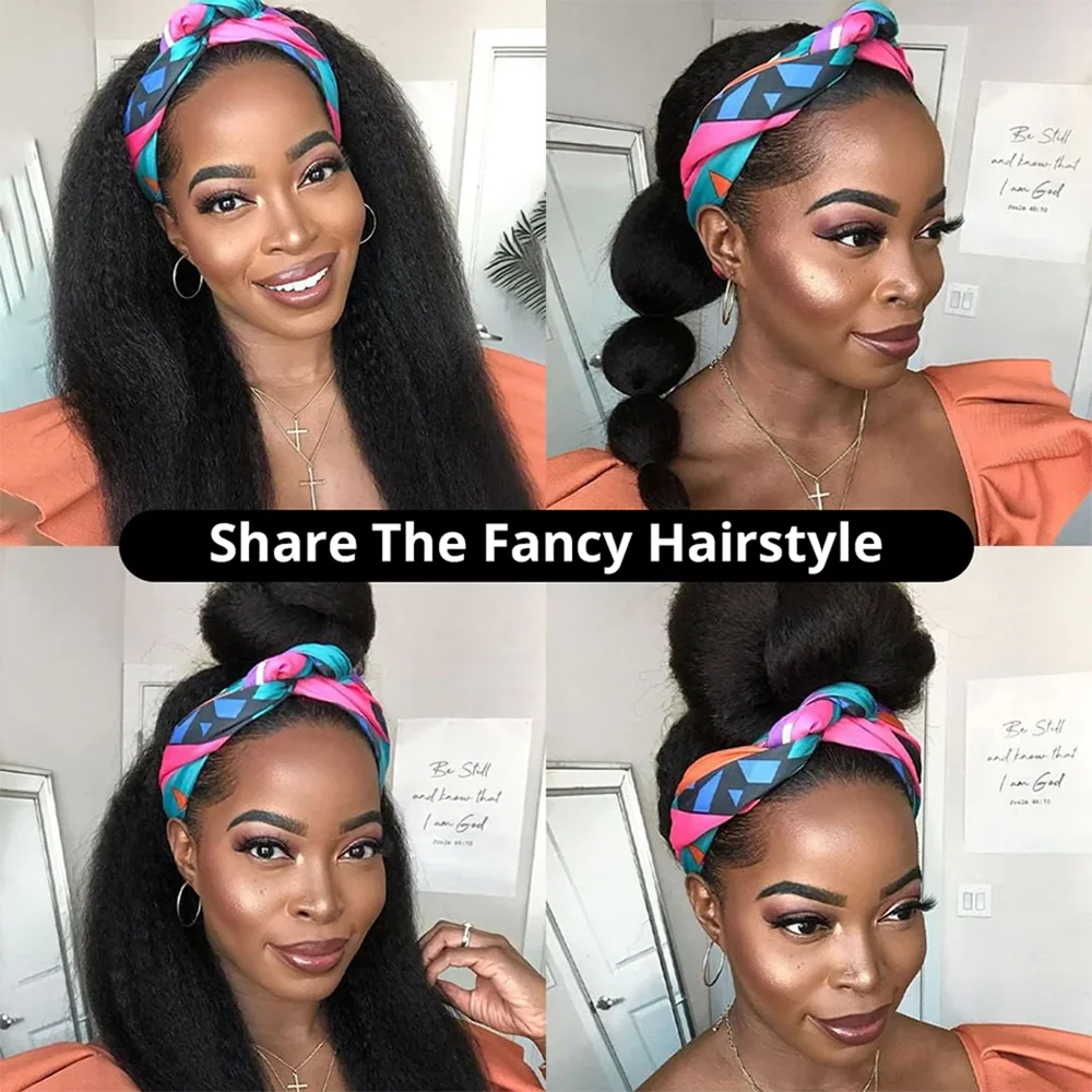 Parrucche per capelli lisci crespi Parrucca per capelli umani Remy pronta da indossare Parrucca per capelli umani con fascia diritta Yaki brasiliana per le donne