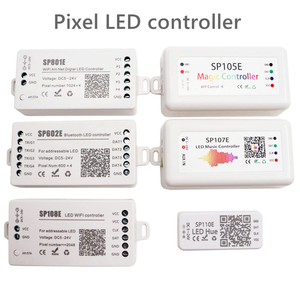WS2812B WS2811 ピクセル LED ストリップ コントローラ Wifi/Bluetooth/音楽コントローラ SP108E SP511E SP801E SP110E SP105E SP107E DC5-24V