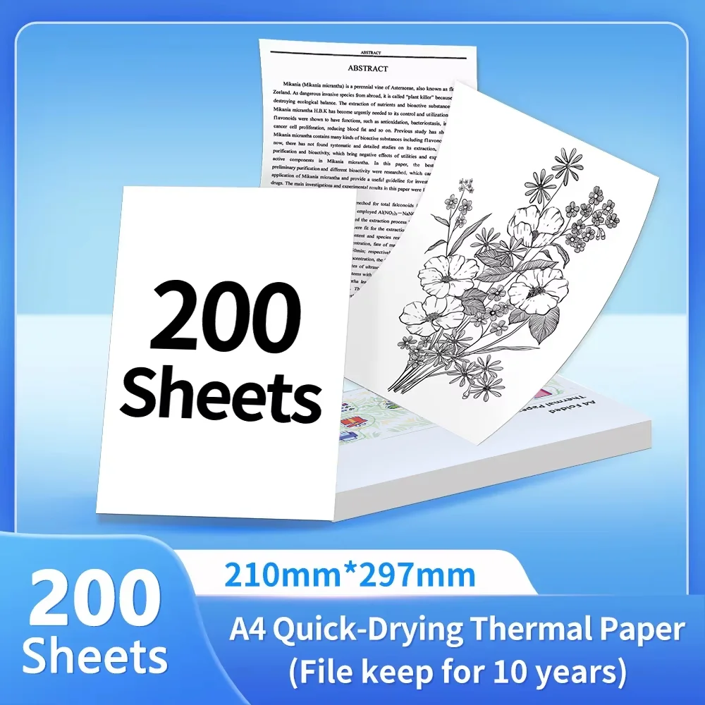 A4 Paper Material Quick-Drying Thermal Papers File Keep For 10Years Compatible With a4 Printers For Meeting Documents Study Work