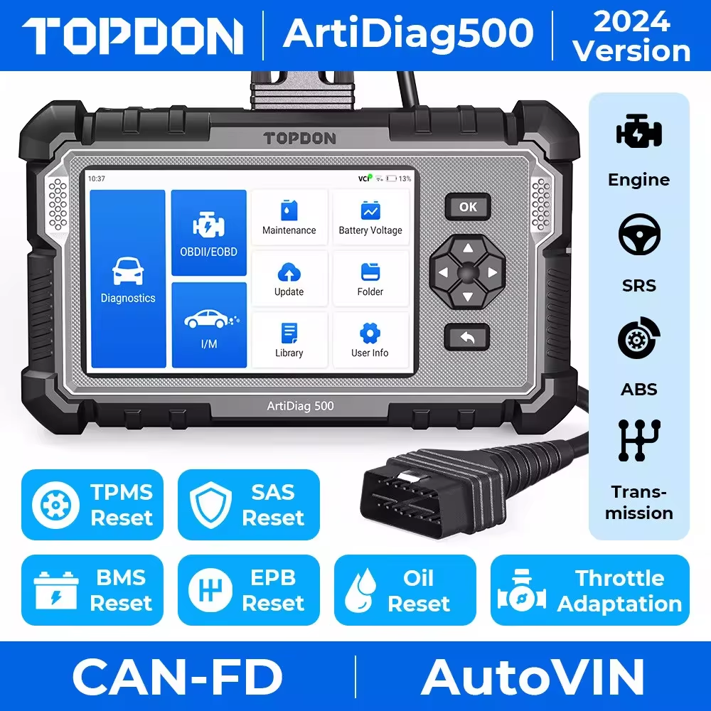 TOPDON ArtiDiag500 Auto Diagnostische Hulpmiddelen OBD2 Scanner Motor/ABS/SRS/Transmissie Automotive Tool OBD2 Code Reader gratis Update