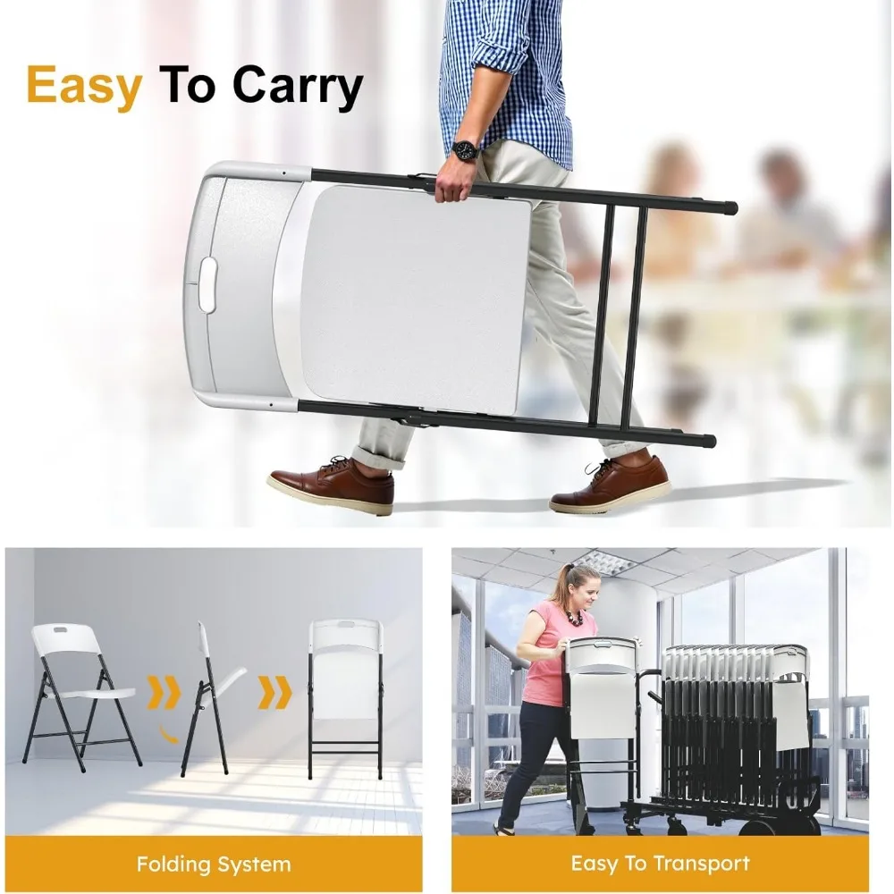12 Pack Folding Chairs, 700lbs Capacity Heavy Duty Folding Chair with Reinfoced Steel Frame for Indoor/Outdoor Use, White Plasti