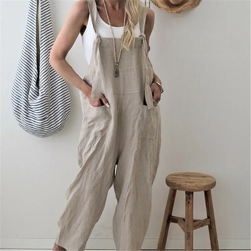 Frauen Latzhose Harem Strap Hosen Lose Overall Baggy Hosen Overalls Trägerhose Body Damen Casual Baumwolle Leinen Overall