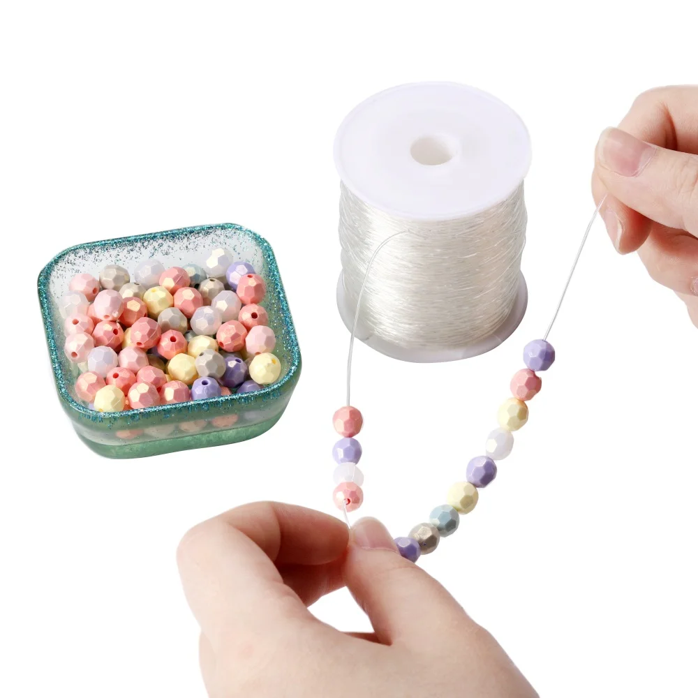 0.5-1.0 มม.สายไฟประดับด้วยลูกปัดด้ายยืด String Fiber Crafting Line สําหรับเครื่องประดับ DIY ลูกปัด Pony สร้อยข้อมือลูกปัด