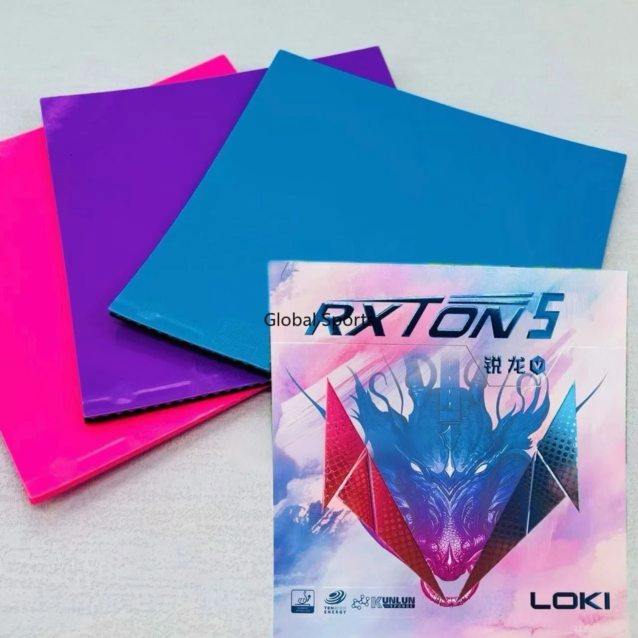 LOKI RXTON 5-цветная серия, накладка для настольного тенниса для ракеток, липкие прыщи, одобренная ITTF, розовая/синяя/фиолетовая резина для пинг-понга