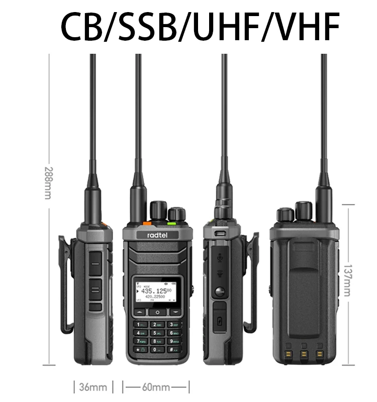 Radtel RT-860 HF Ham Radio Dual Band CB/SSB with 1024 Channels, 2000mAh Battery AM LW MW SW UHF VHF Reception RT860