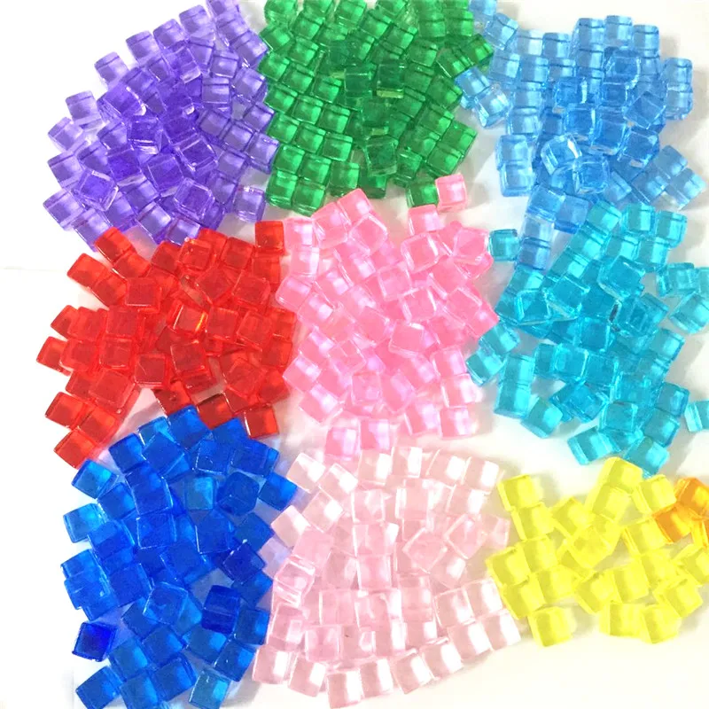 50 Cái/Bộ 13 Màu 8Mm Trong Suốt Góc Vuông Nhiều Màu Sắc Pha Lê Xúc Xắc Cờ Góc Lưới Lọc Cho Trò Chơi Xếp Hình
