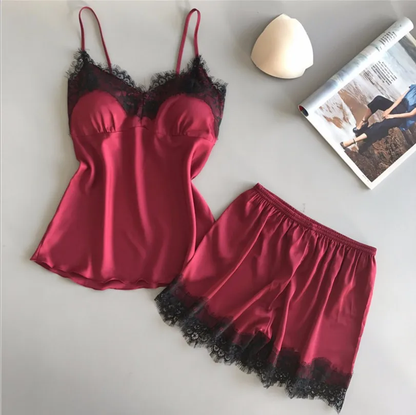 1 conjunto de pijamas femininos, pijamas sexy de renda com decote em v da moda, conjunto de calças de dormir, novos pijamas confortáveis