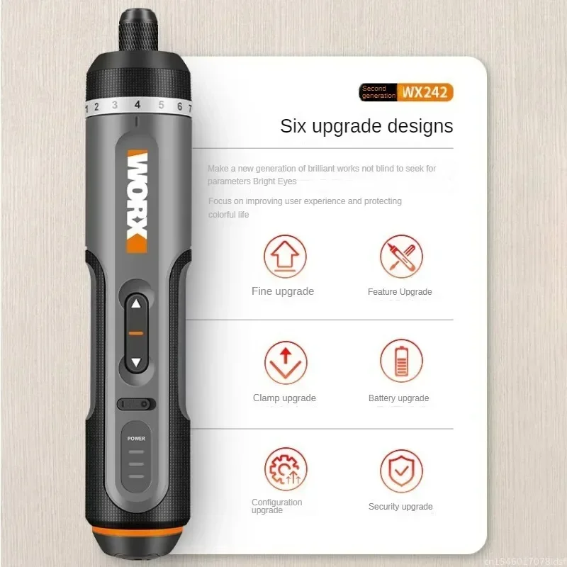 Worx-Juego de destornilladores eléctricos de 4V WX242, destornillador eléctrico inalámbrico inteligente portátil, Mini taladro eléctrico, herramienta eléctrica de reparación para el hogar