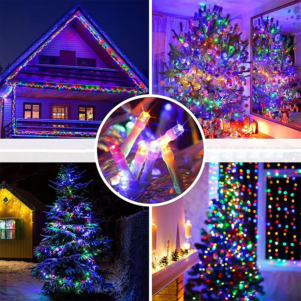 Christmas Fairy String Lights 8 Modes Extendable for Indoor Wedding Birthday Christmas Tree Garden Decor Multicolor