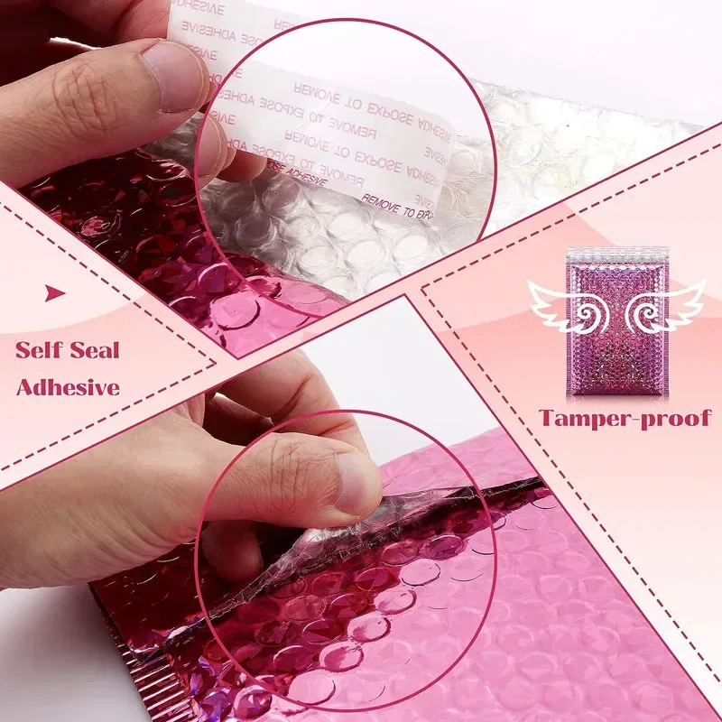 100 Stück Liefer paket Verpackung holo graphische Mailer Packt asche Laser Pink Versandt aschen Klein unternehmen liefert Blase Mailing