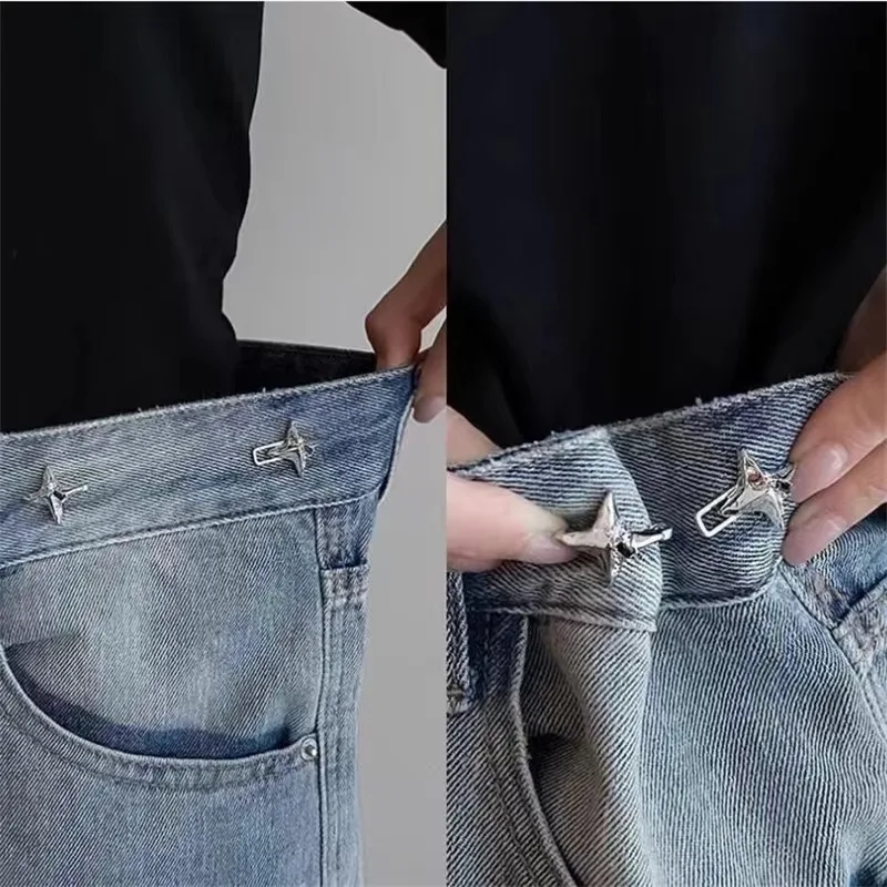 Temperamento Stella a quattro punte Strumento di serraggio della vita Jeans alla moda Fibbia in vita regolabile Fibbia in vita fissa