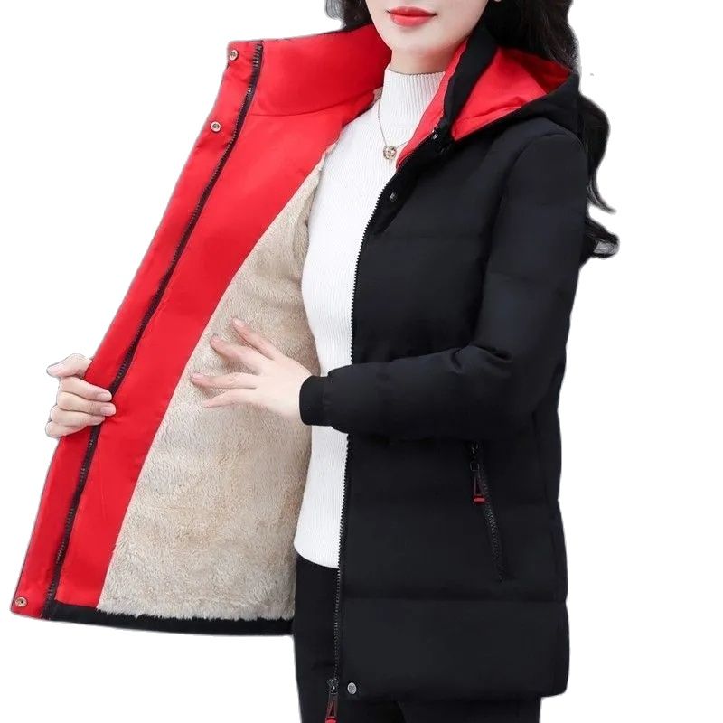 Afneembaar Parka Winddicht Jack Dames Winterjas Pluche En Verdikt High-End Dames Korte Katoenen Jas Patchwork