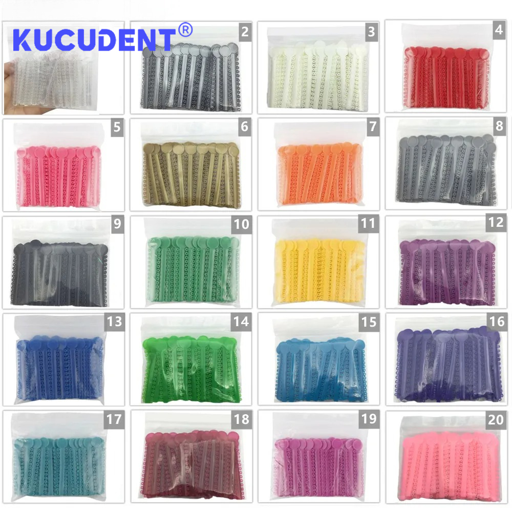1040 pces/1 pacote dental ortodôntico ligadura elástica laços 40 varas faixas coloridas para suportes cintas tratamento ortodôntico