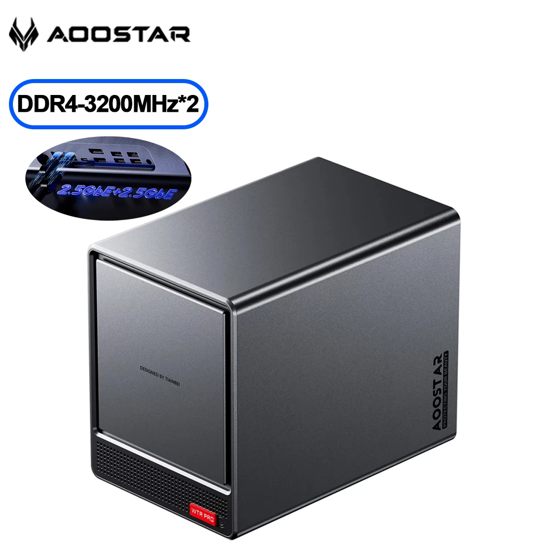 AOOSTAR Mini PC Nas WTR PRO R7 5825u Windows 11 Pro Mini PC 16/32GB DDR4 512GB/1T Supports 2.5/3.5 "HDD * 4 Desktop Computer
