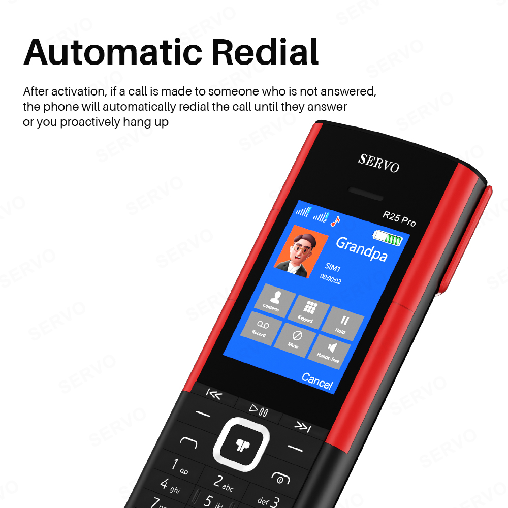 SERVO R25 PRO Originality Mobile Phone Dual SIM 2GGSM TWS Super Sound Blacklist Bluetooth Dial Speed Dial Auto Call Record Torch