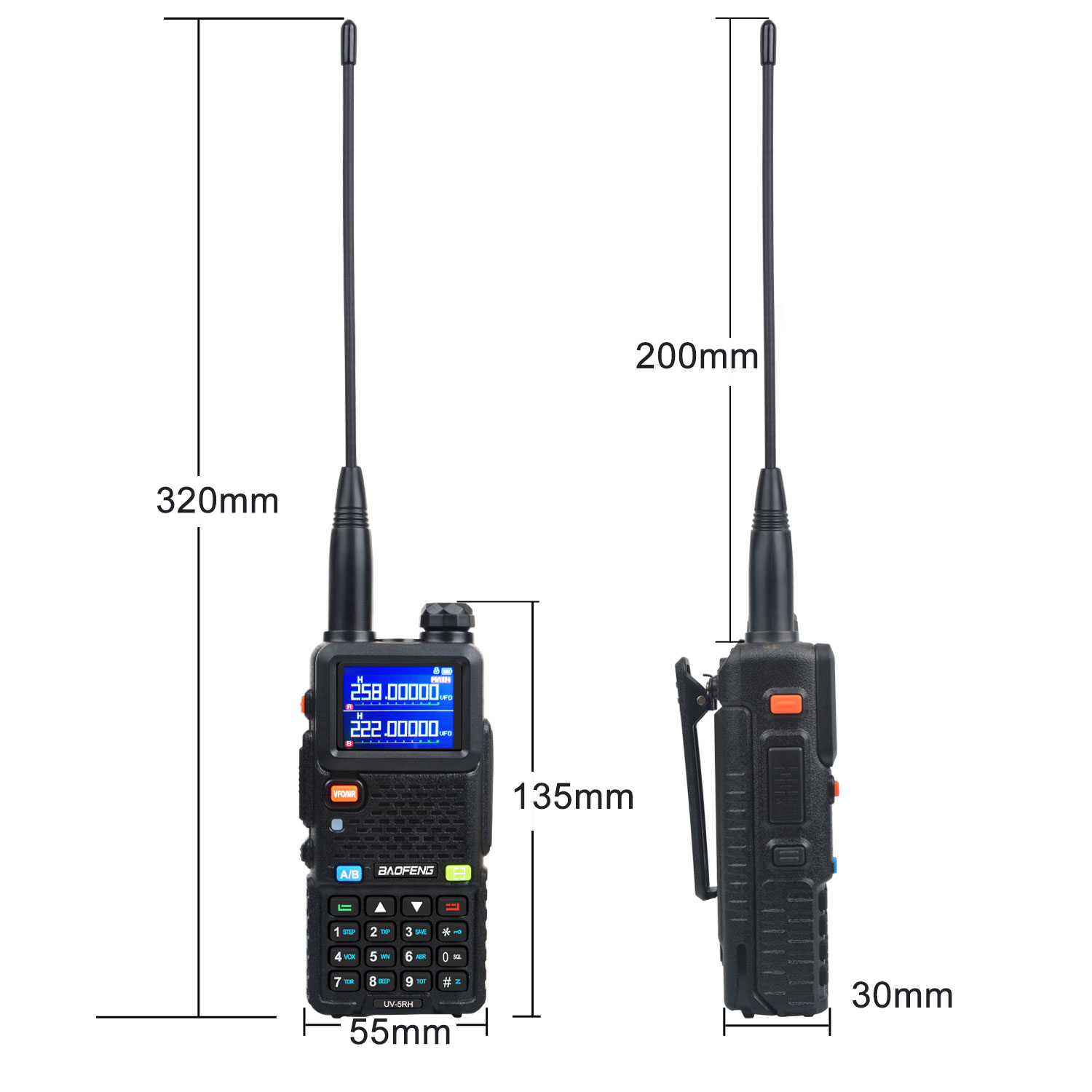 Baofeng-fmトランシーバー、UV-5RH、7w、vhf、uhf、136-174mhz、220-260mhz、400-520mhz、トライバンド、99ch周波数検索、気象予測