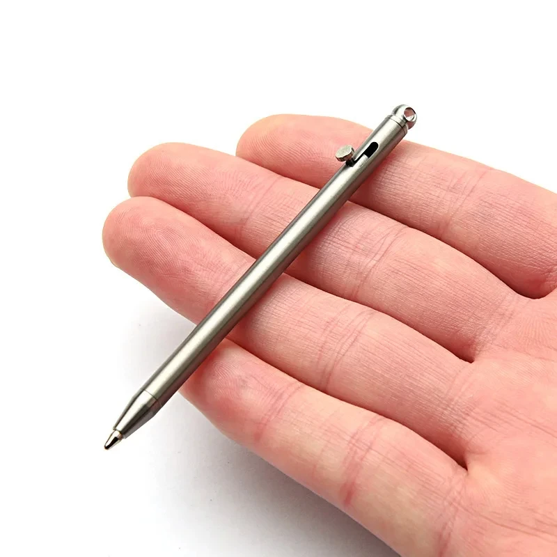 MINI ไทเทเนียมปากกา EDC Gadget พวงกุญแจปากกาลูกลื่นปากกายุทธวิธีกลางแจ้ง Camping เดินป่าขี่จักรยานอุปกรณ์
