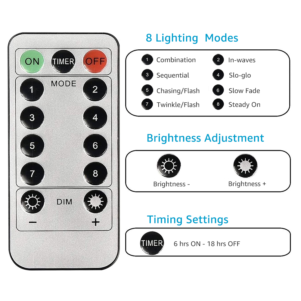Cortina de luz LED con USB para decoración del hogar, luz blanca cálida para dormitorio, mando a distancia, 8 modos, 3M x 3M, 300led